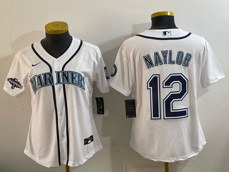 Women Seattle Mariners #12 Naylor White Game 2026 Nike MLB Jersey style 06